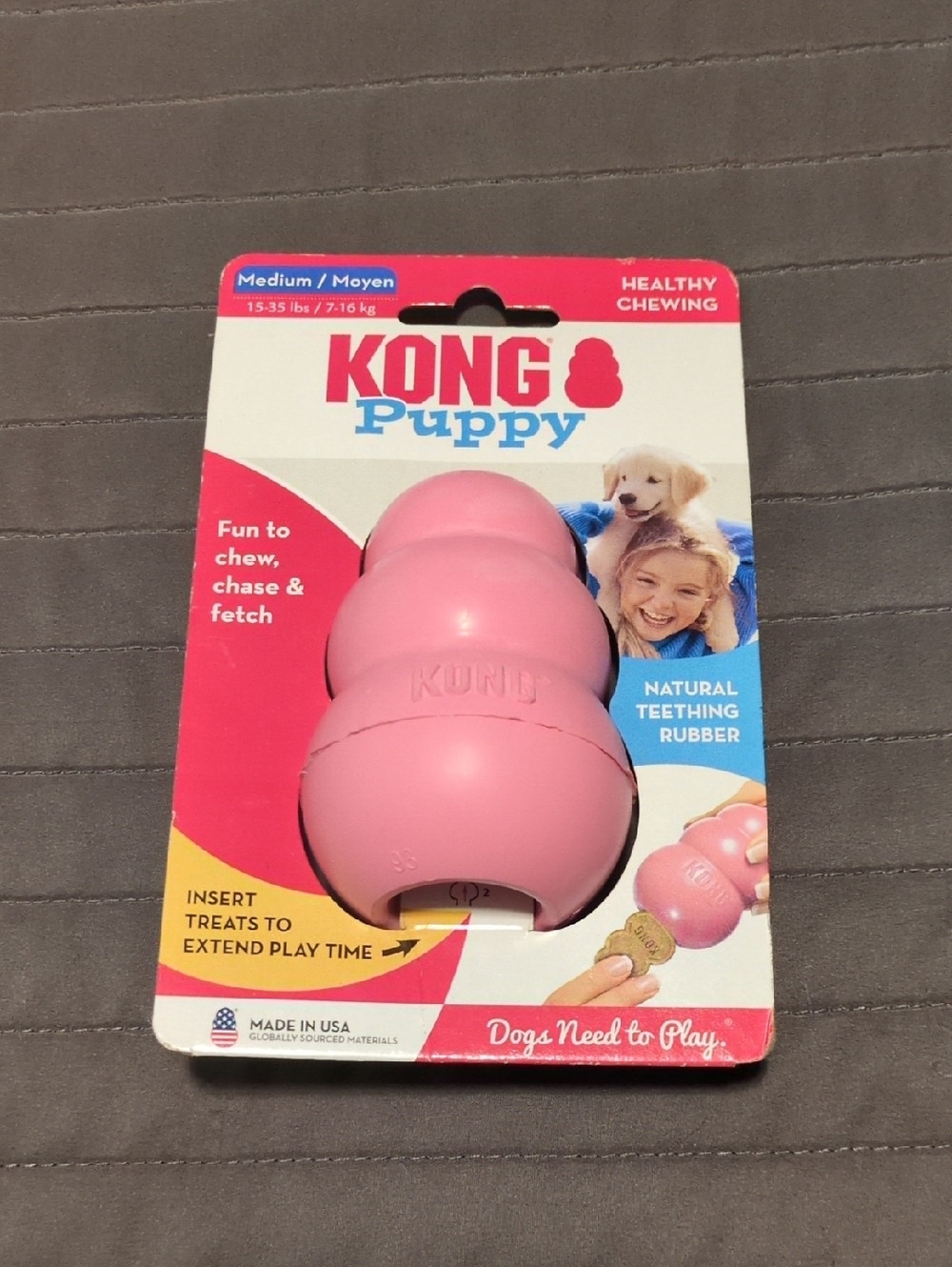 KONG Puppy Pink Natural Rubber Chew Toy